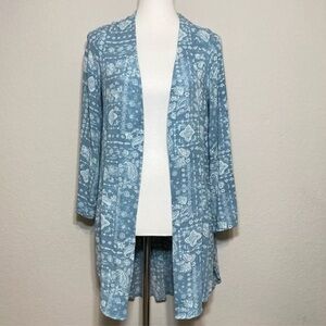 KNOX ROSE Women's Paisley Floral Hi-Low Open Long Kimono Cardigan Size Small